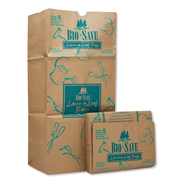General 30 gal Trash Bags, 16 in x 35 in, Wet-Strength, Kraft BAG RBR30105BO - main